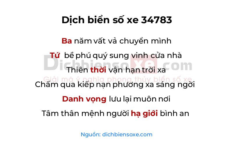 Dịch thơ biển số 34783