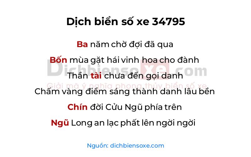 Dịch thơ biển số 34795
