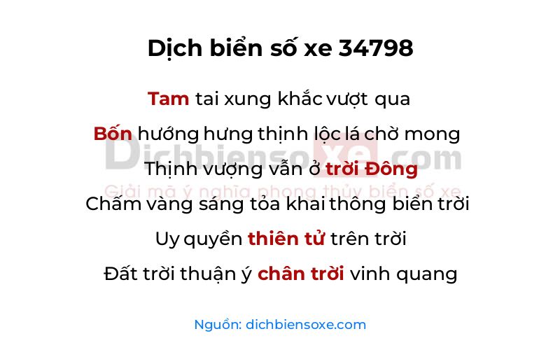 Dịch thơ biển số 34798