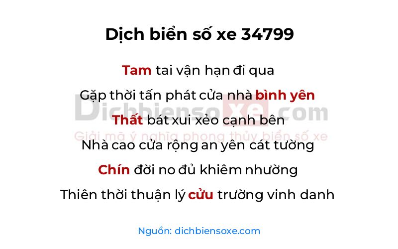 Dịch thơ biển số 34799