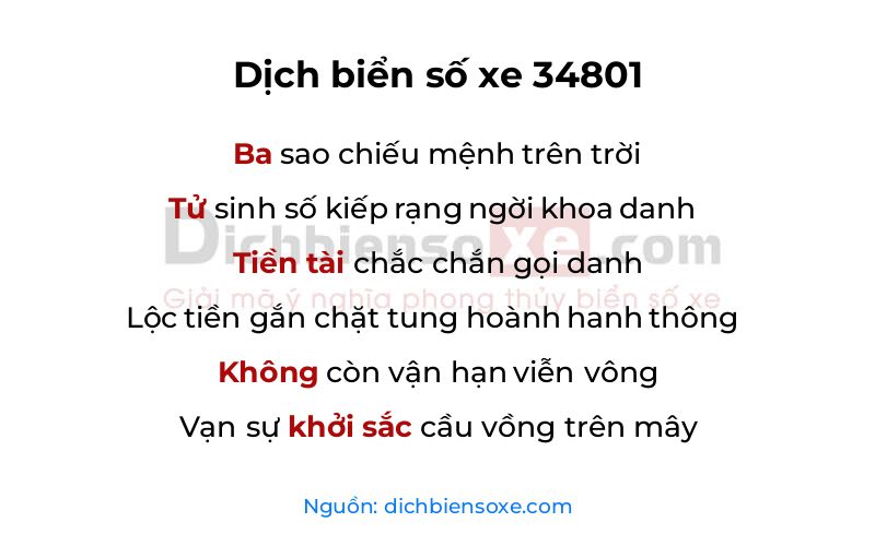 Dịch thơ biển số 34801