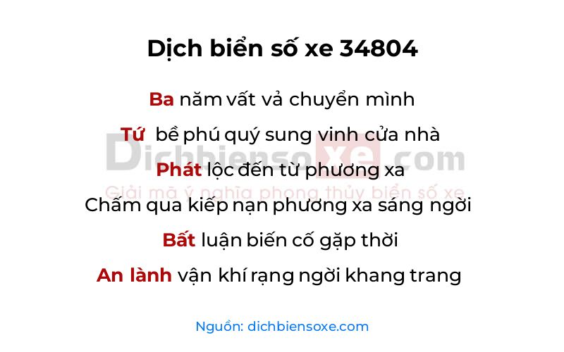 Dịch thơ biển số 34804