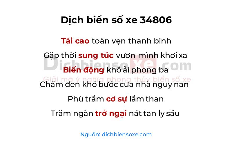 Dịch thơ biển số 34806