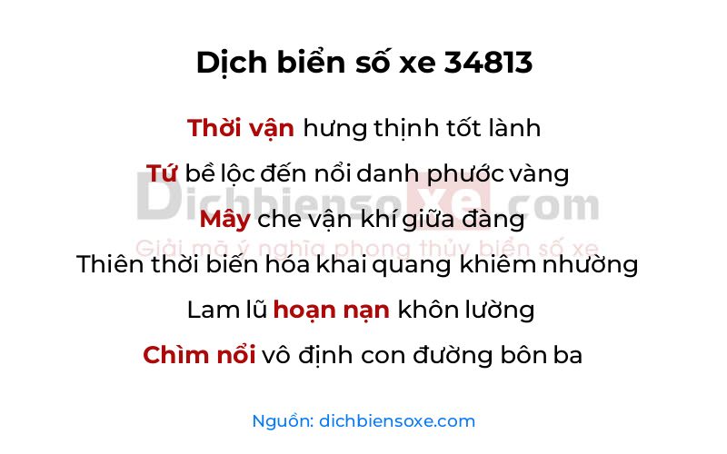 Dịch thơ biển số 34813