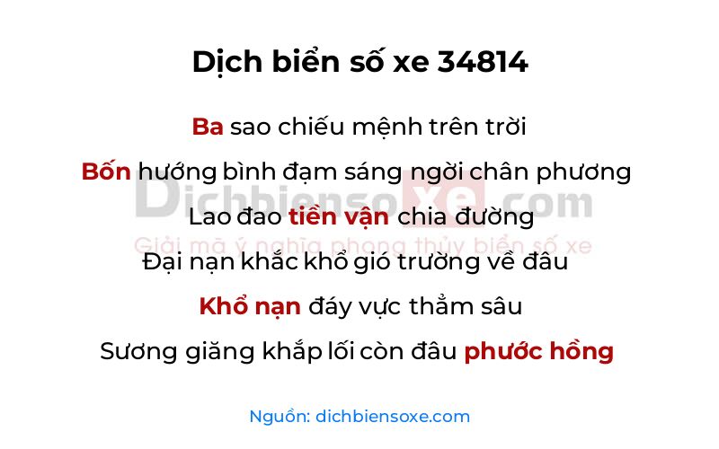Dịch thơ biển số 34814