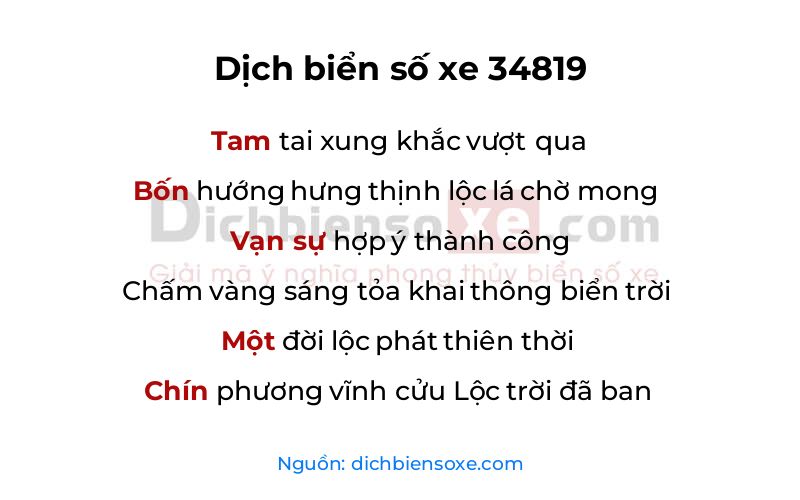 Dịch thơ biển số 34819