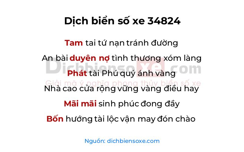 Dịch thơ biển số 34824