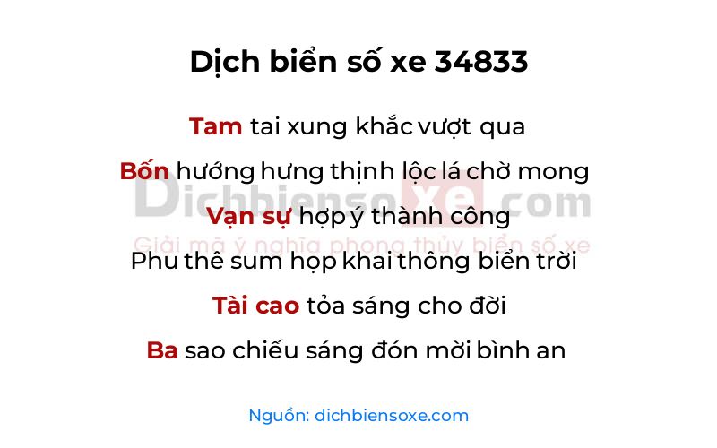 Dịch thơ biển số 34833