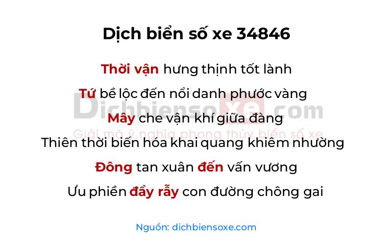Dịch thơ biển số 34846