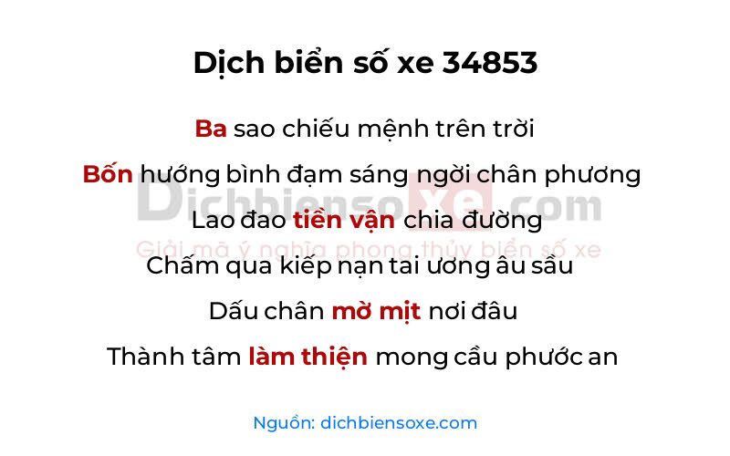 Dịch thơ biển số 34853