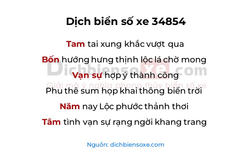 Dịch thơ biển số 34854