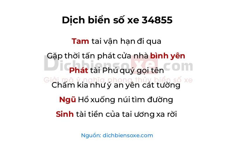 Dịch thơ biển số 34855