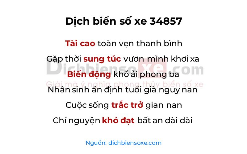Dịch thơ biển số 34857
