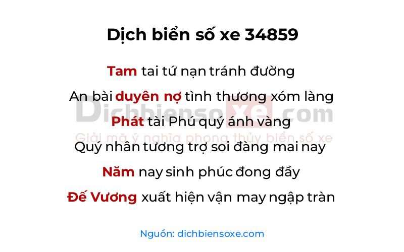 Dịch thơ biển số 34859