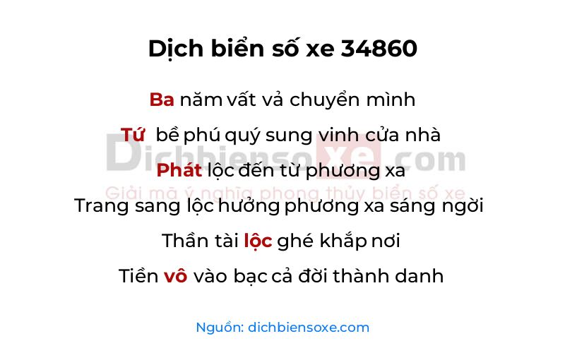 Dịch thơ biển số 34860