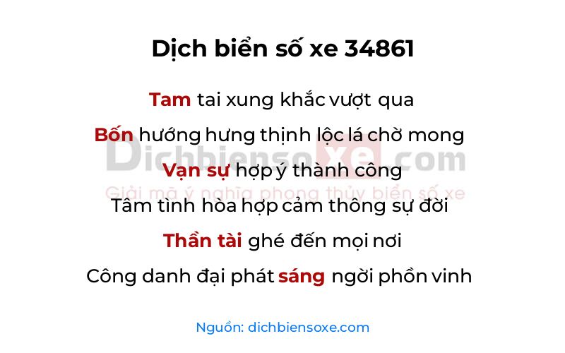 Dịch thơ biển số 34861