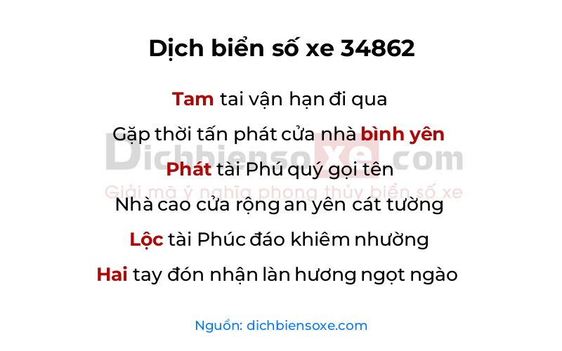 Dịch thơ biển số 34862