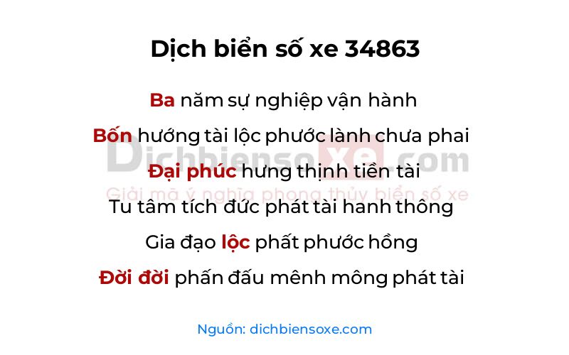 Dịch thơ biển số 34863