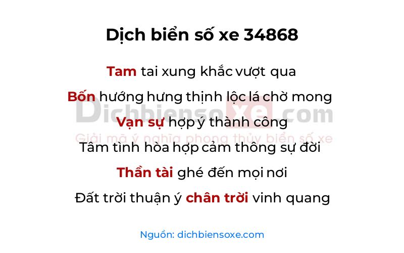 Dịch thơ biển số 34868