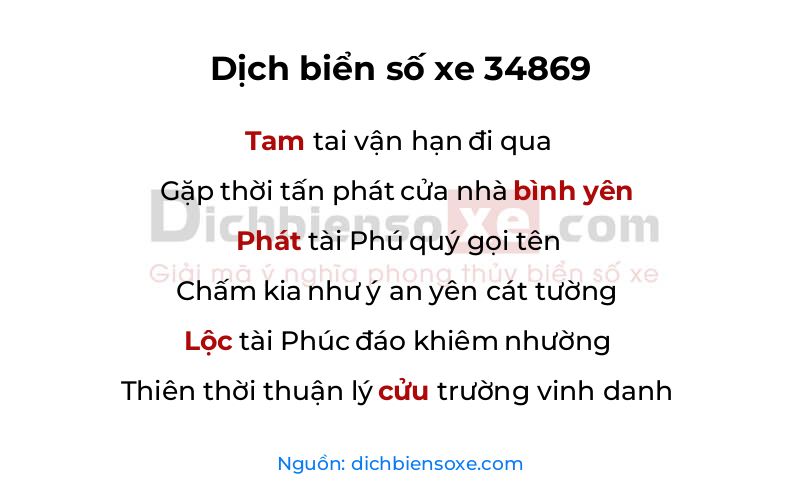 Dịch thơ biển số 34869