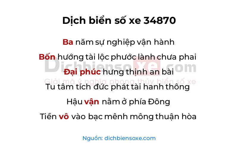 Dịch thơ biển số 34870