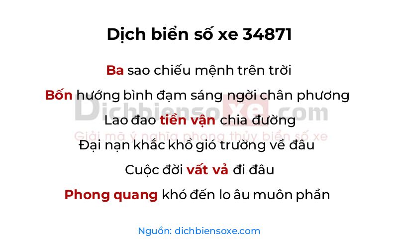 Dịch thơ biển số 34871