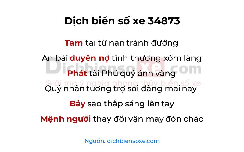 Dịch thơ biển số 34873