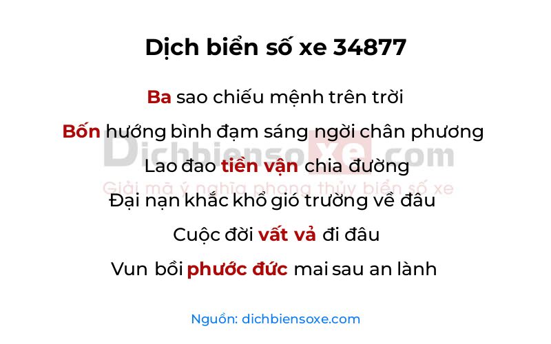 Dịch thơ biển số 34877
