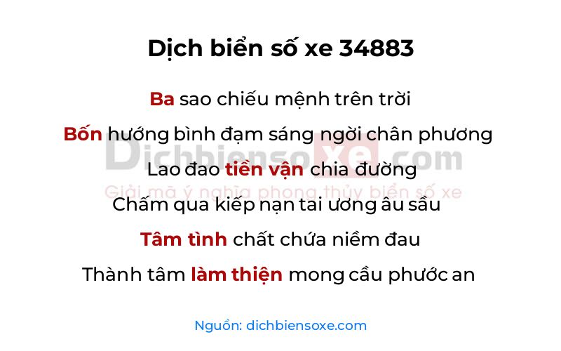 Dịch thơ biển số 34883