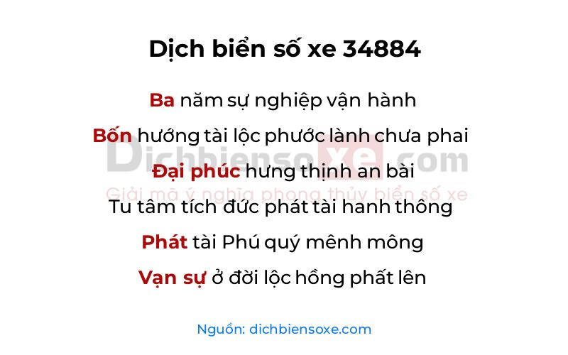 Dịch thơ biển số 34884