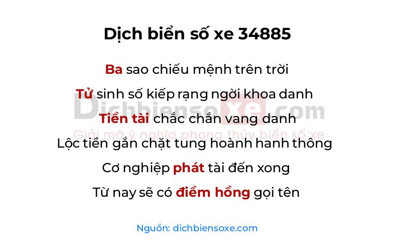Dịch thơ biển số 34885