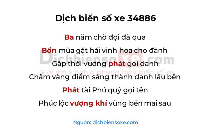 Dịch thơ biển số 34886