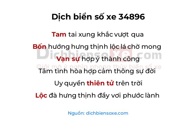 Dịch thơ biển số 34896