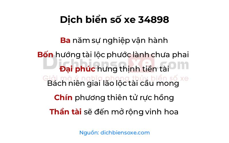 Dịch thơ biển số 34898