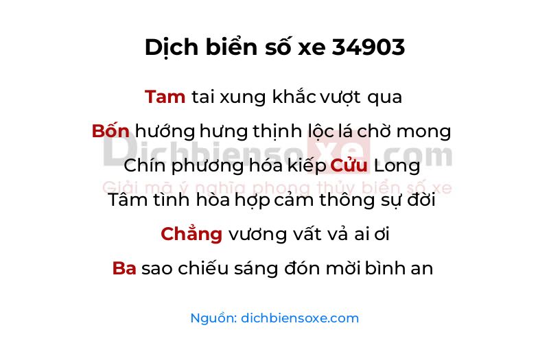 Dịch thơ biển số 34903