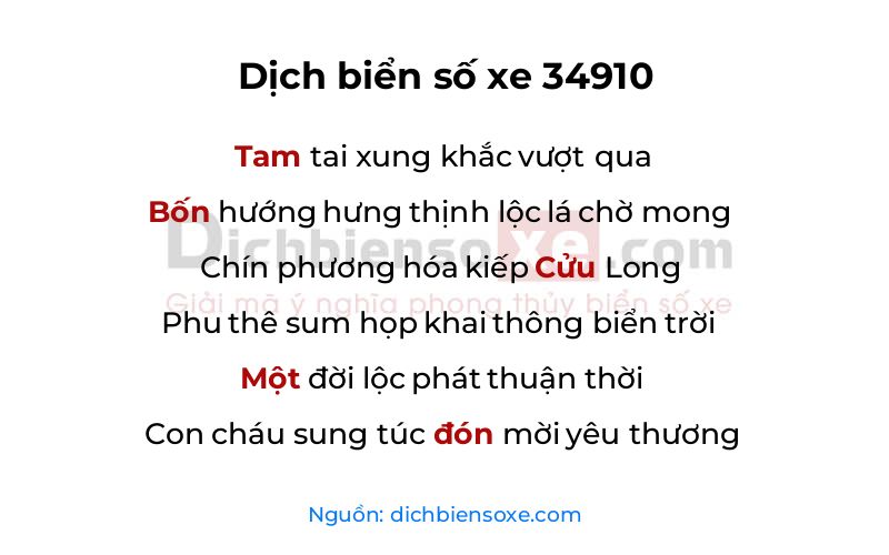 Dịch thơ biển số 34910