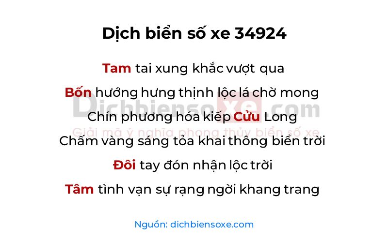 Dịch thơ biển số 34924