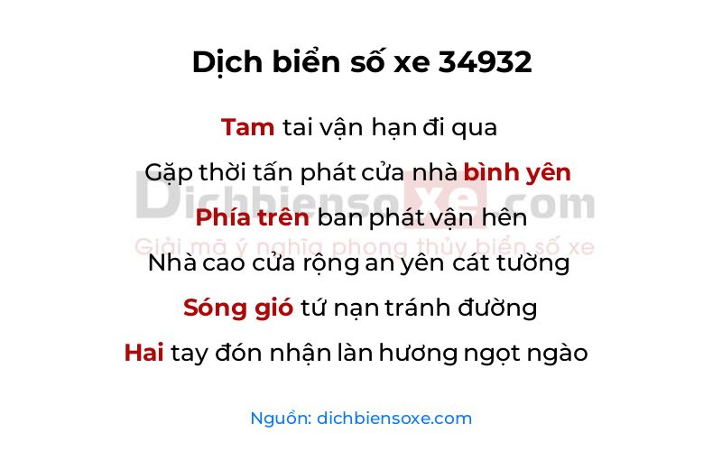 Dịch thơ biển số 34932