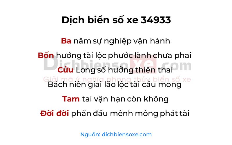 Dịch thơ biển số 34933