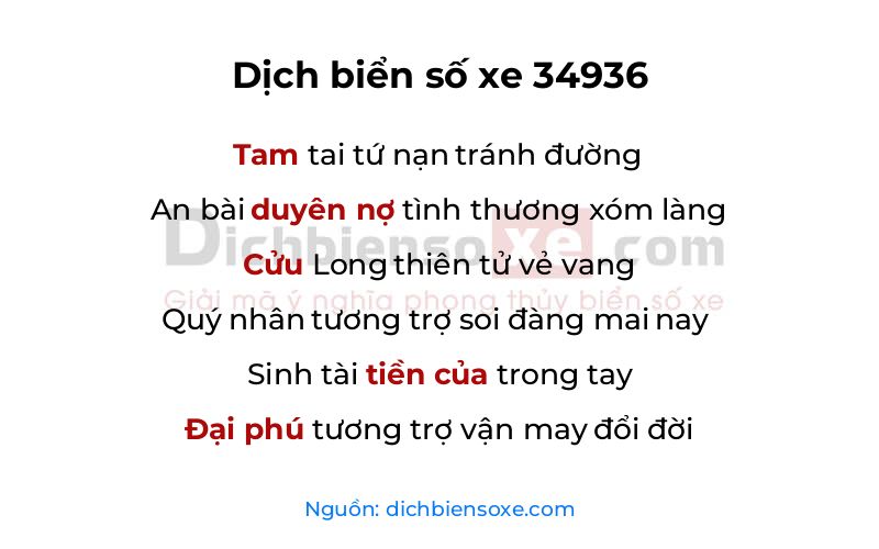 Dịch thơ biển số 34936