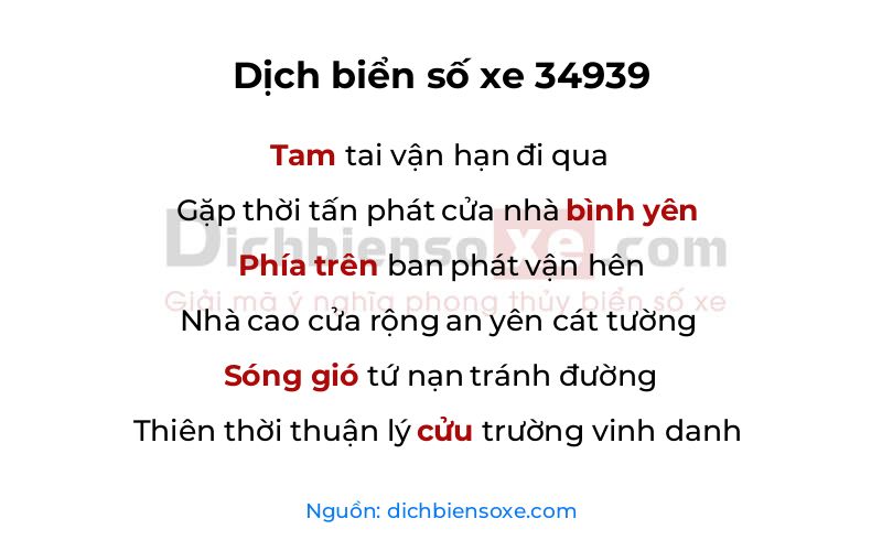 Dịch thơ biển số 34939