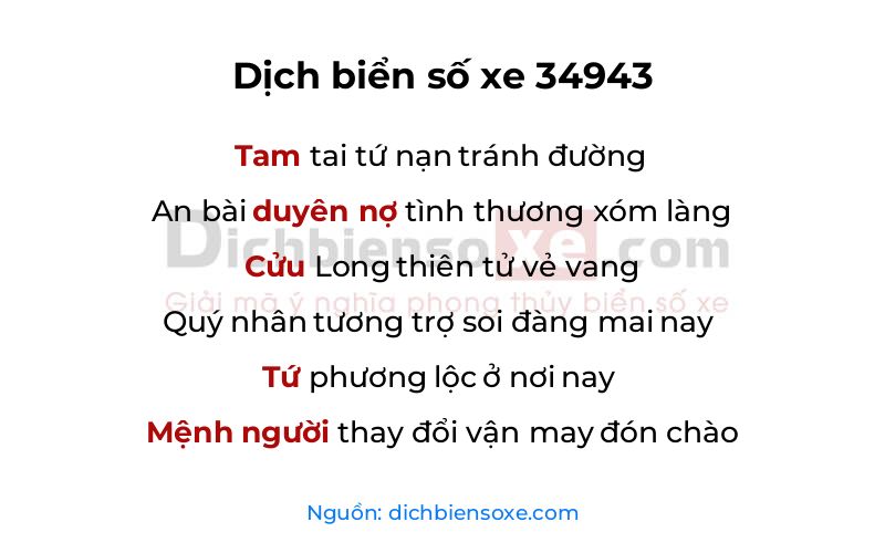 Dịch thơ biển số 34943