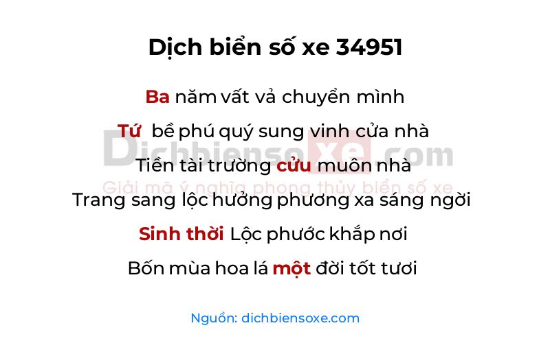 Dịch thơ biển số 34951