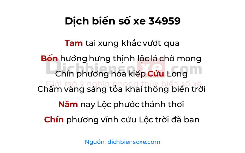 Dịch thơ biển số 34959