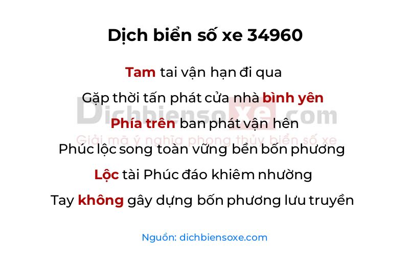 Dịch thơ biển số 34960