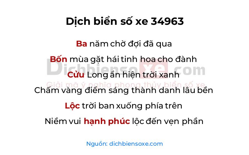 Dịch thơ biển số 34963