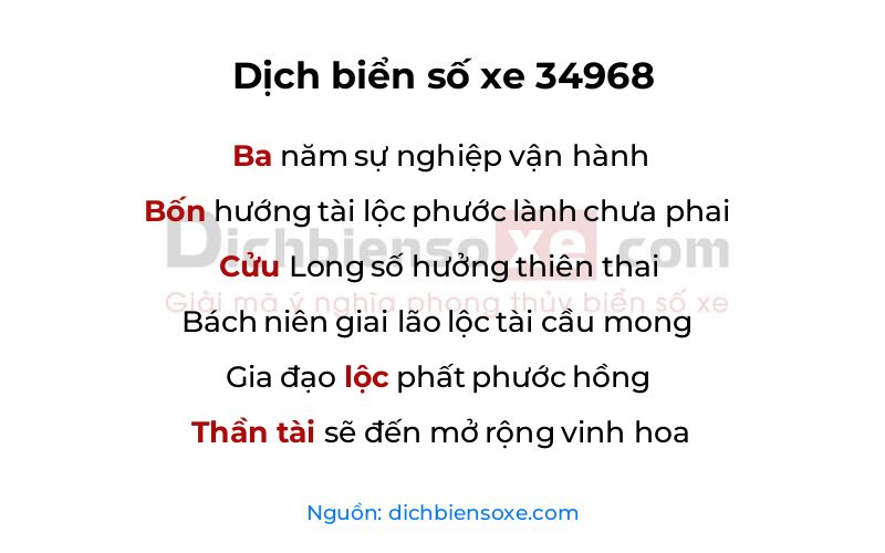 Dịch thơ biển số 34968