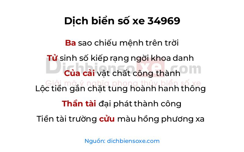 Dịch thơ biển số 34969
