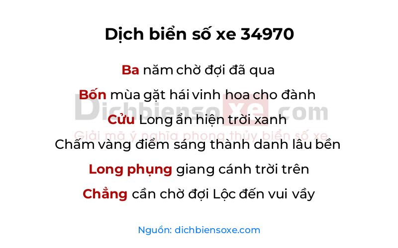 Dịch thơ biển số 34970