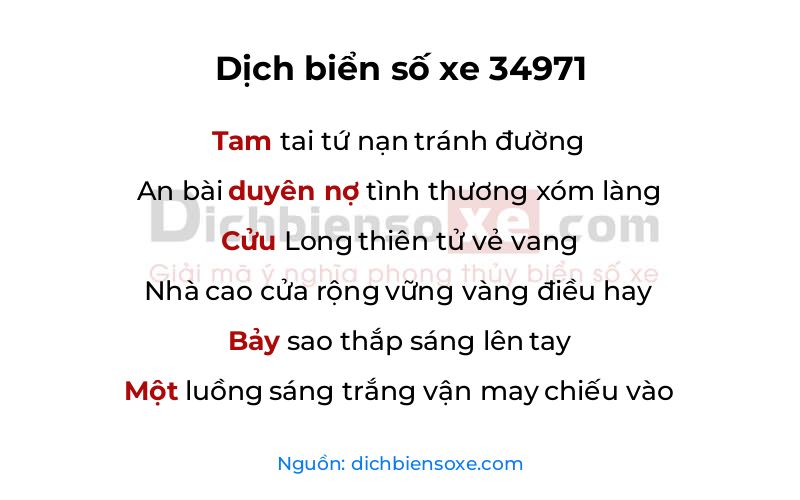 Dịch thơ biển số 34971